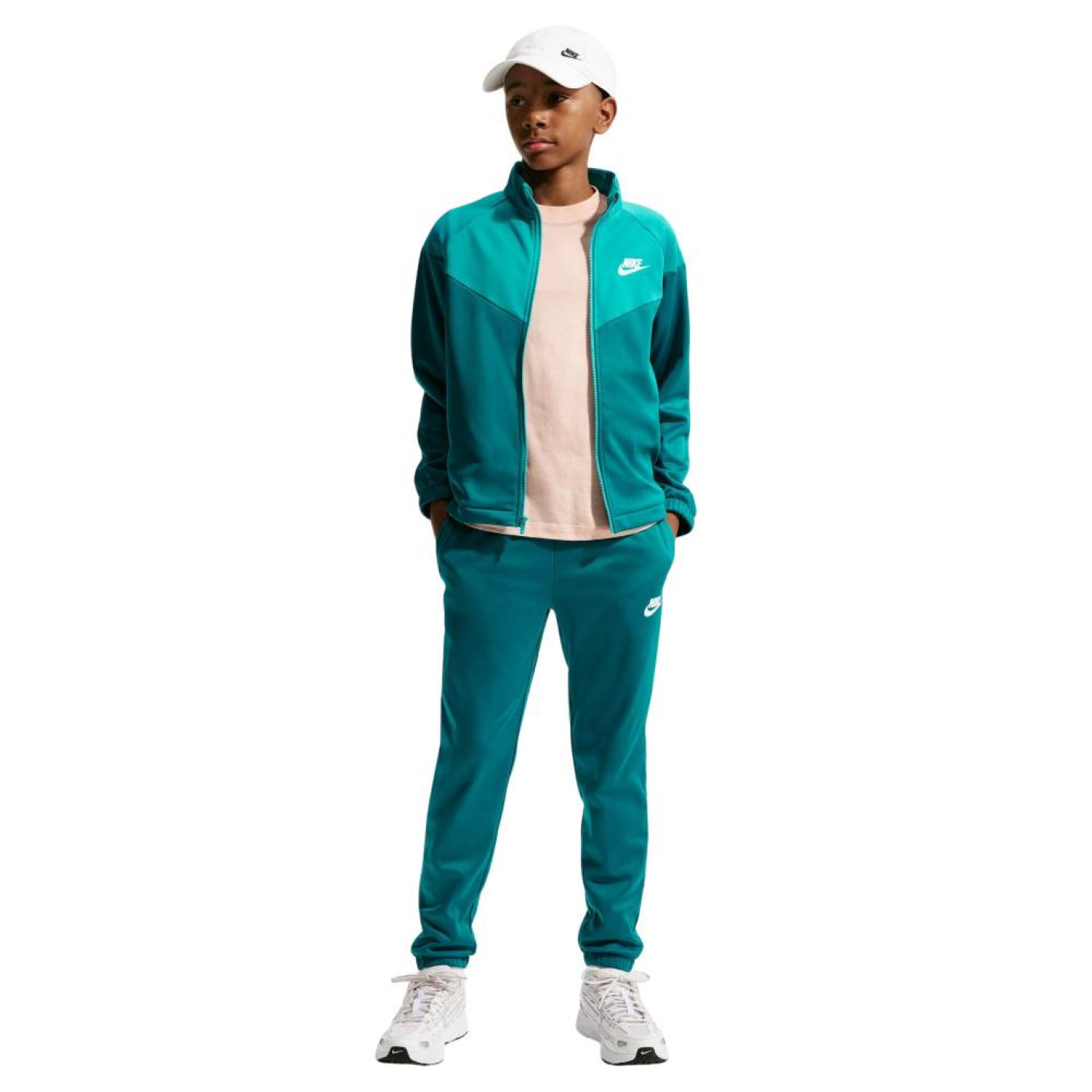 Nike Sportswear Full-Zip Kids Tracksuit Teal Light Green White