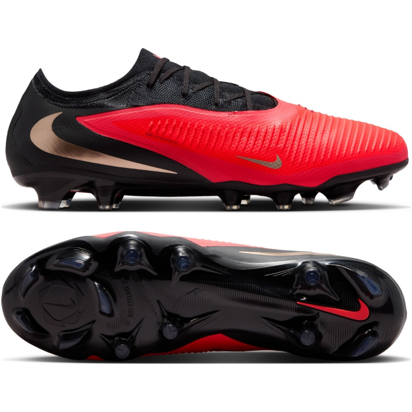Nike Phantom 6 Low Pro (FG) Gras Football Boots Black Bright Red Gold