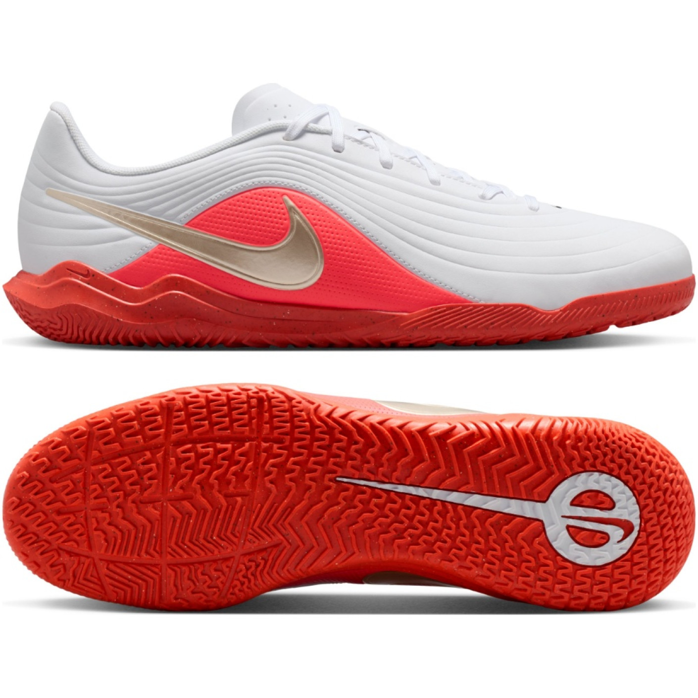 Nike Tiempo Maestro Club (IN) Zaalvoetbalschoenen Wit Felrood Goud