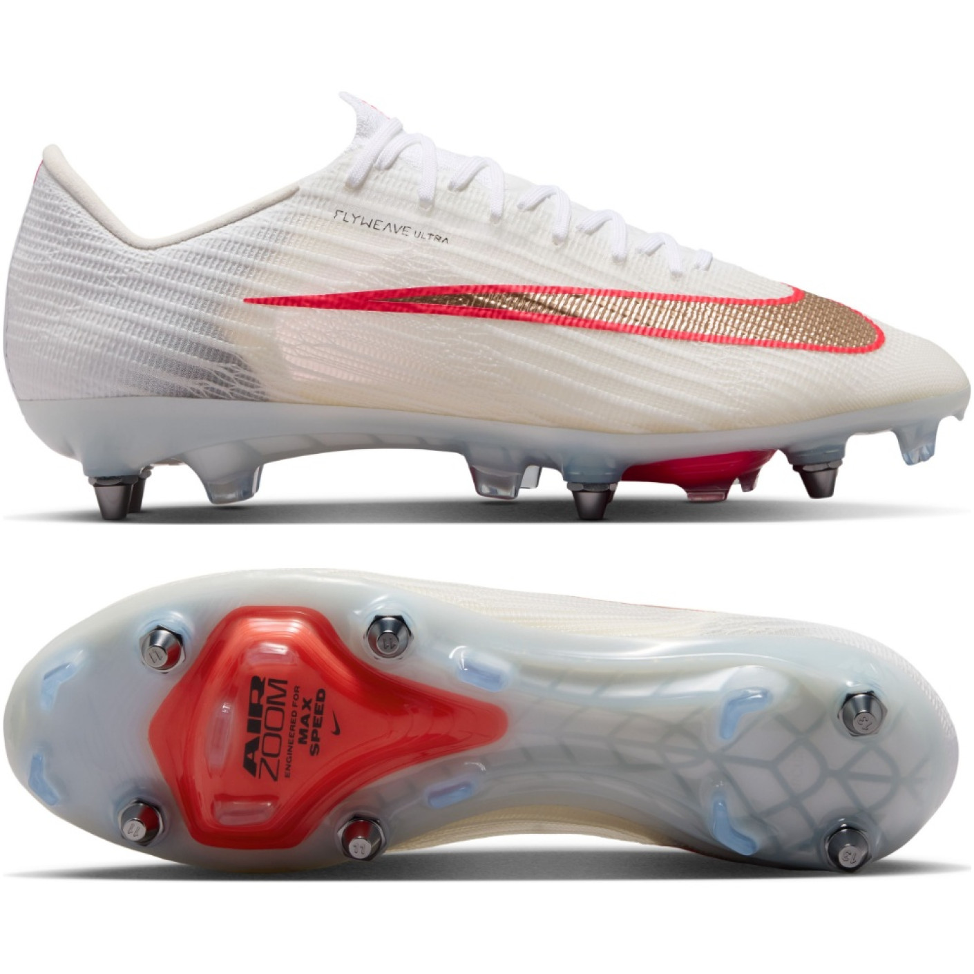 Nike Zoom Mercurial Superfly 11 Elite (SG) Iron Stud Football Boots White Bright Red Gold