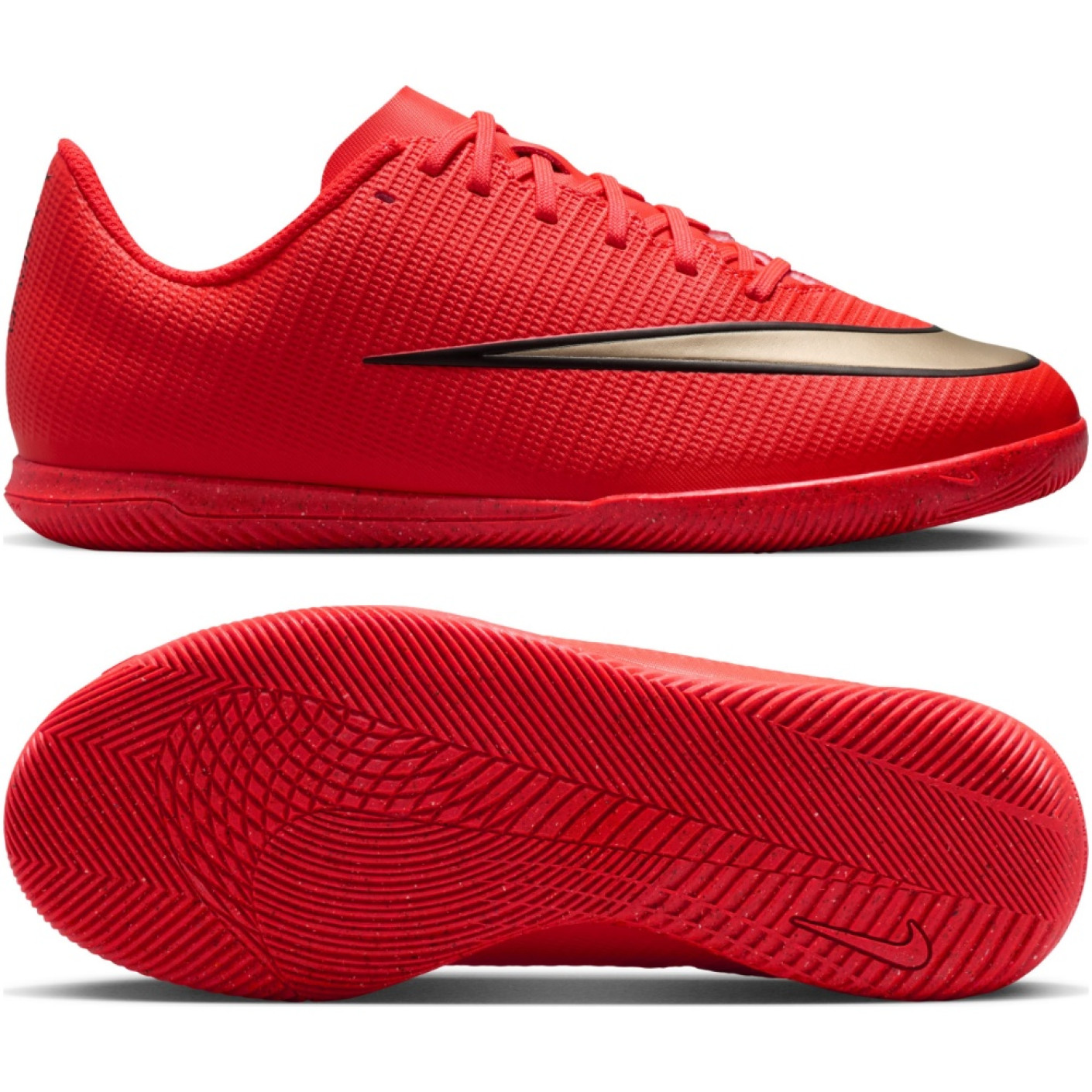 Nike Mercurial Vapor 17 Club (IN) Kids Indoor Football Boots Bright Red Black Gold