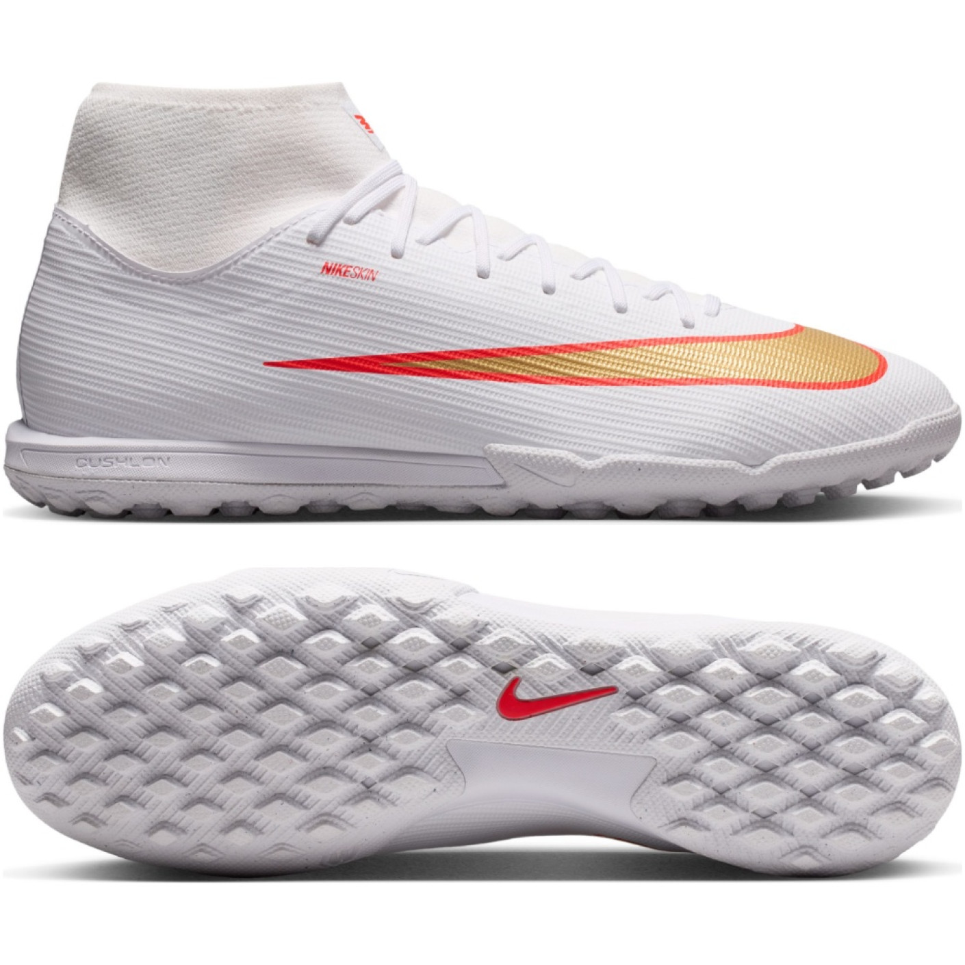 Nike Mercurial Superfly 11 Academy (TF) Turf Football Boots White Bright Red Gold