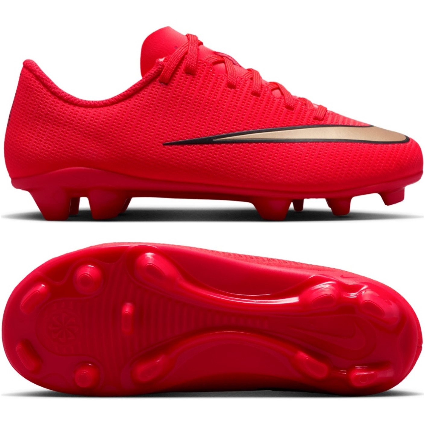 Nike Mercurial Vapor 17 Club (MG) Gras / Kunstgras Voetbalschoenen Peuters/Kleuters Felrood Zwart Goud