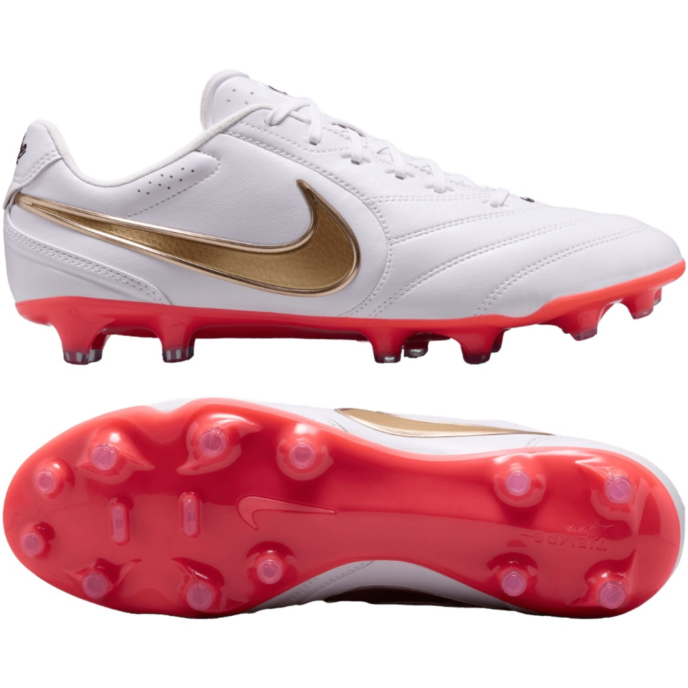 Nike Tiempo Ligera Pro (FG) Gras Football Boots White Gold Bright Red