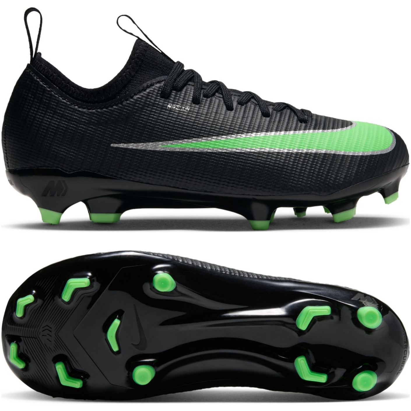 Nike Mercurial Vapor 17 Academy (MG) Grass/Artificial Grass Football Boots Toddlers Black Bright Green Silver Grey