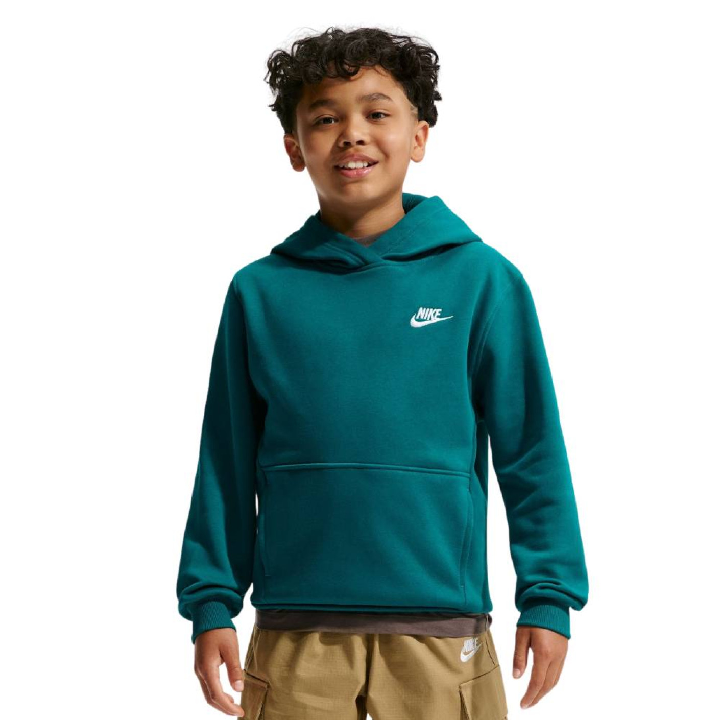 Nike Club Fleece Hoodie Kids Turquoise Wit