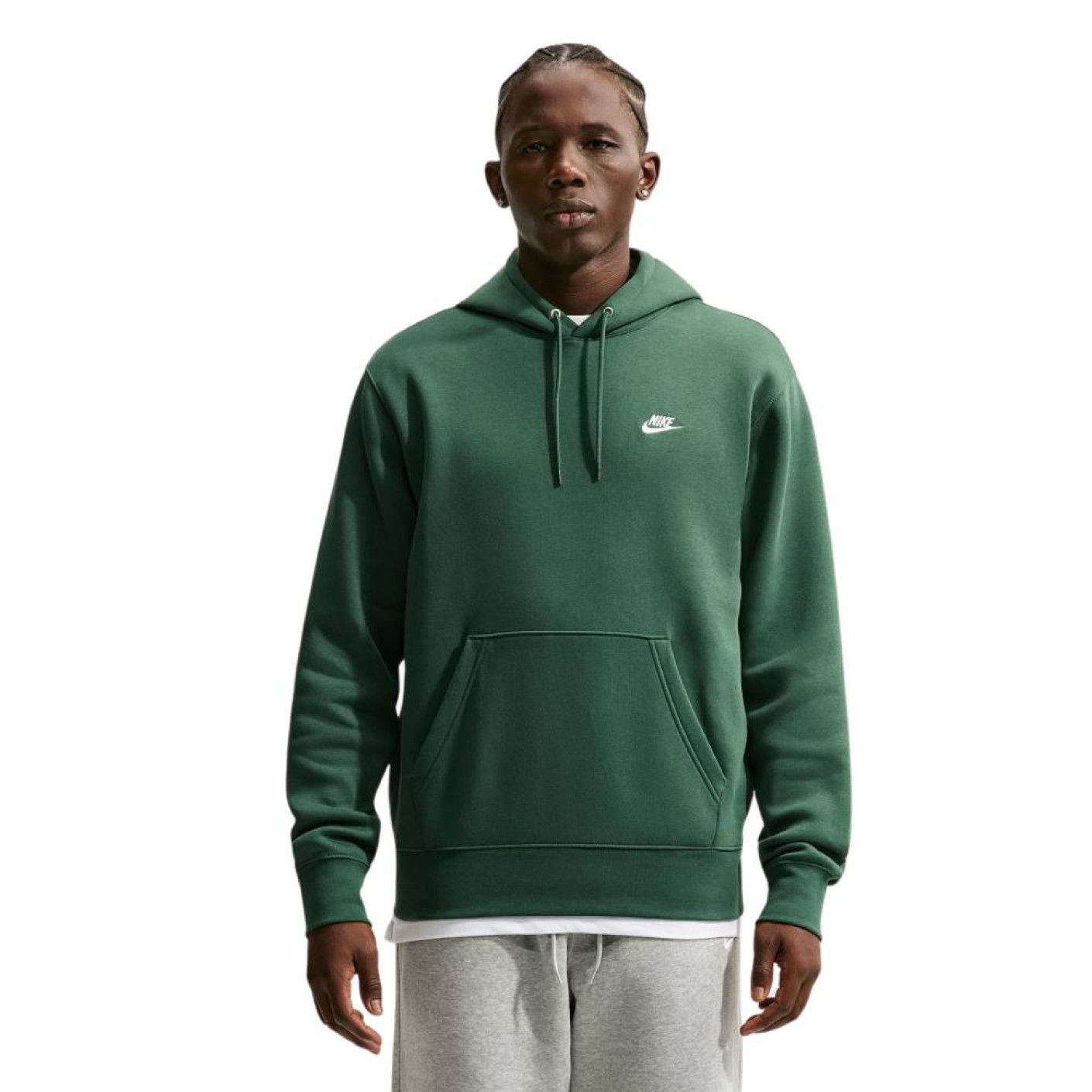 Nike Club Fleece Hoodie Donkergroen Wit
