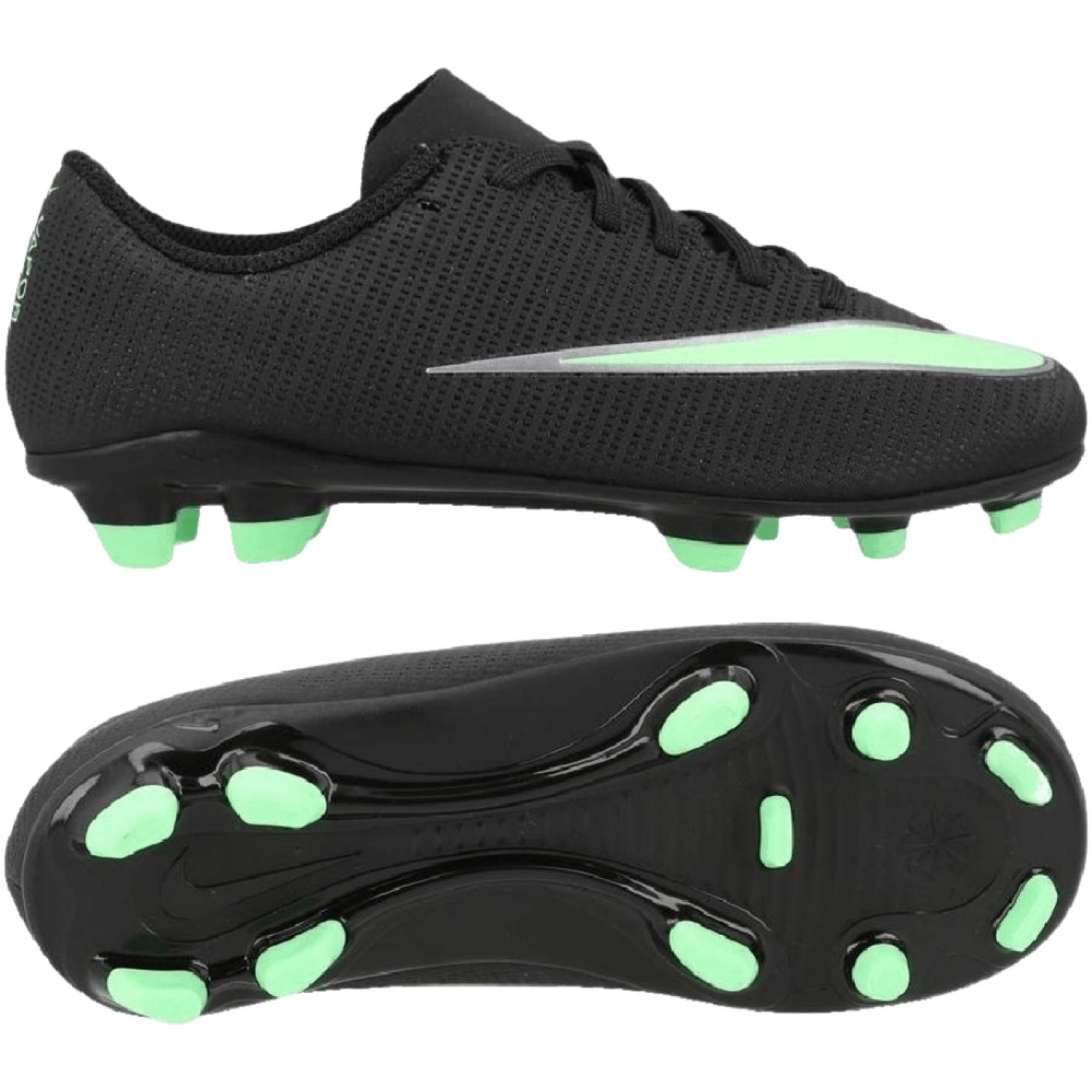 Nike Mercurial Vapor 17 Club (MG) Gras / Kunstgras Voetbalschoenen Peuters/Kleuters Zwart Felgroen Zilvergrijs