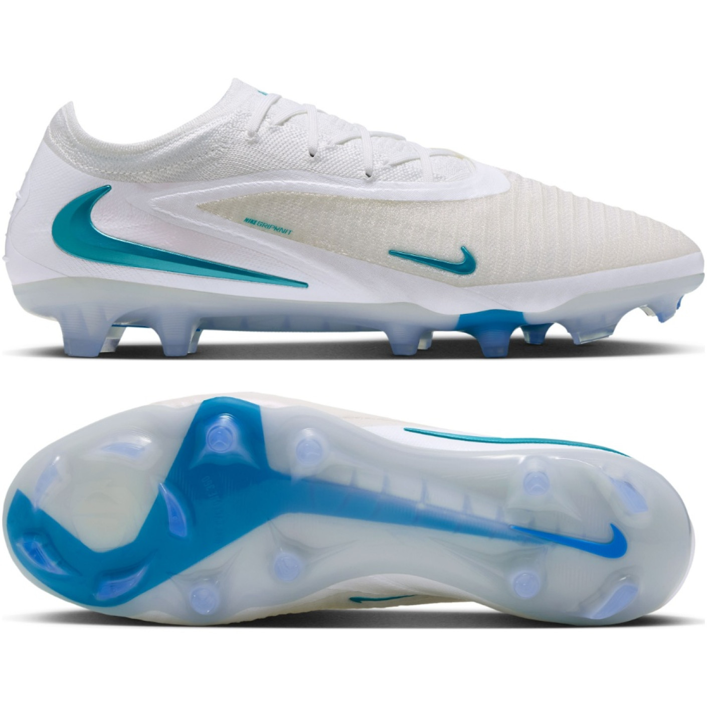 Nike Phantom 6 Low Elite (FG) Gras Voetbalschoenen Wit Turquoise