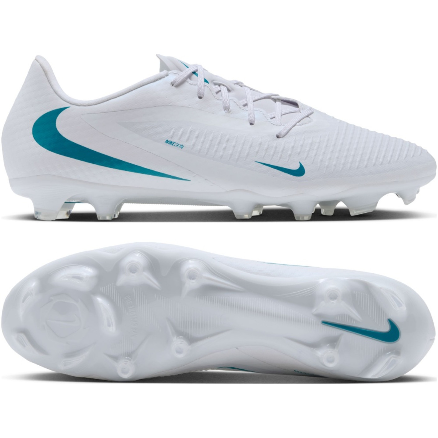 Nike Phantom 6 Low Academy (MG) Gras / Kunstgras Voetbalschoenen Wit Turquoise