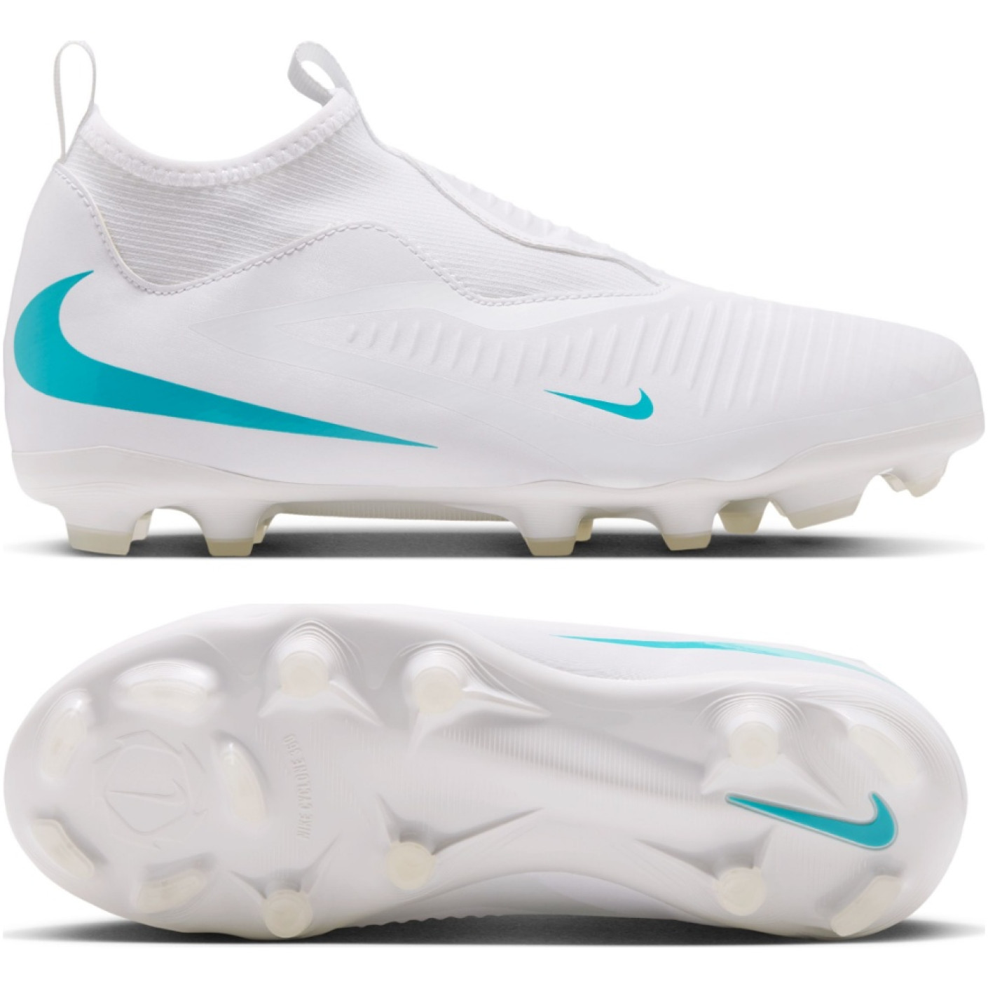 Nike Phantom 6 High Academy (MG) Gras / Kunstgras Voetbalschoenen Kids Wit Turquoise
