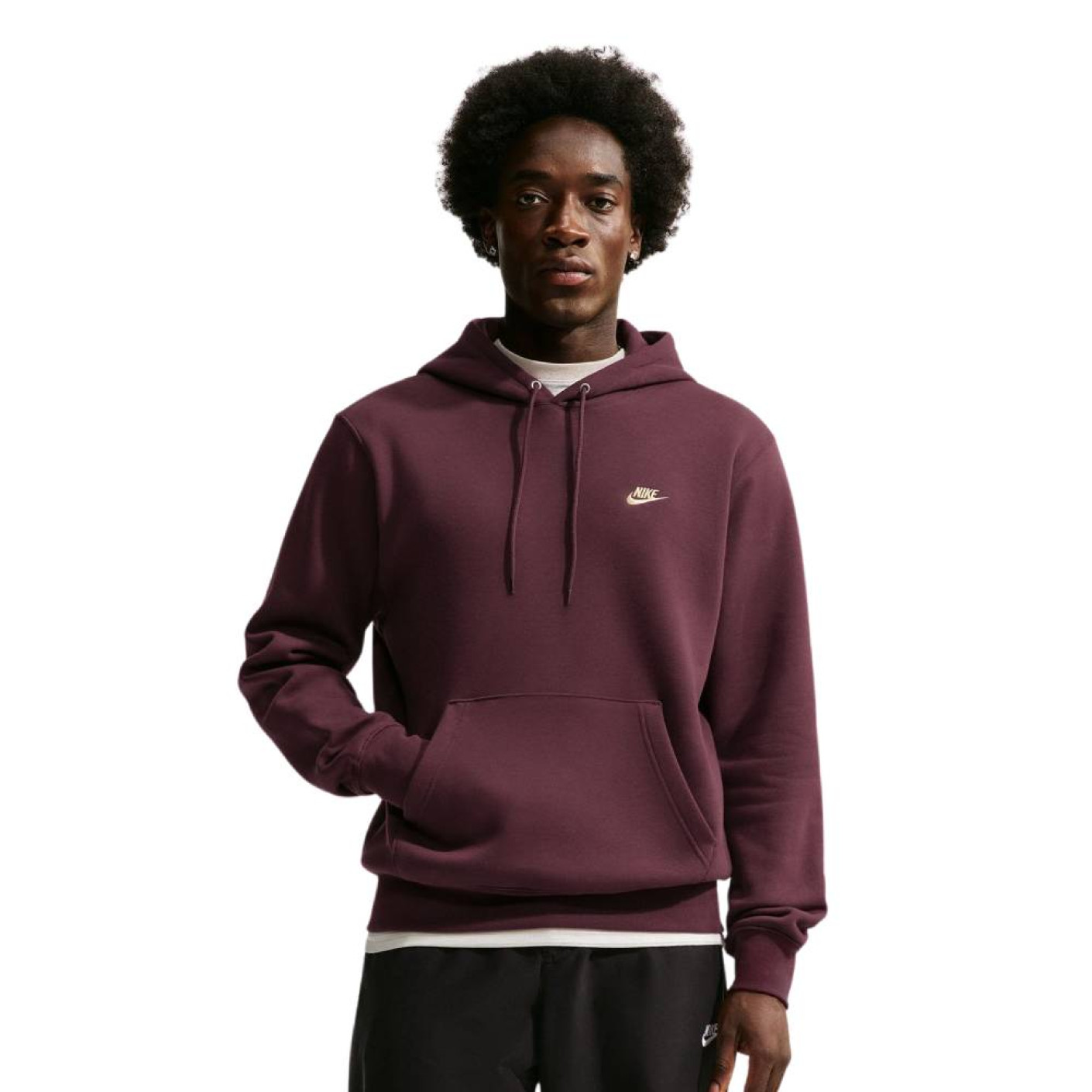 Nike Club Fleece Hoodie Bordeauxrood Goud