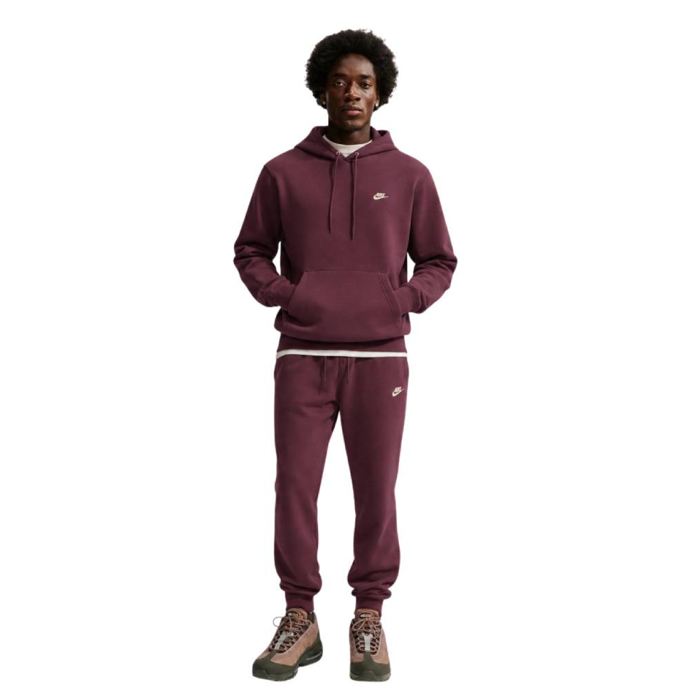 Nike Club Fleece Trainingspak Hooded Bordeauxrood Goud