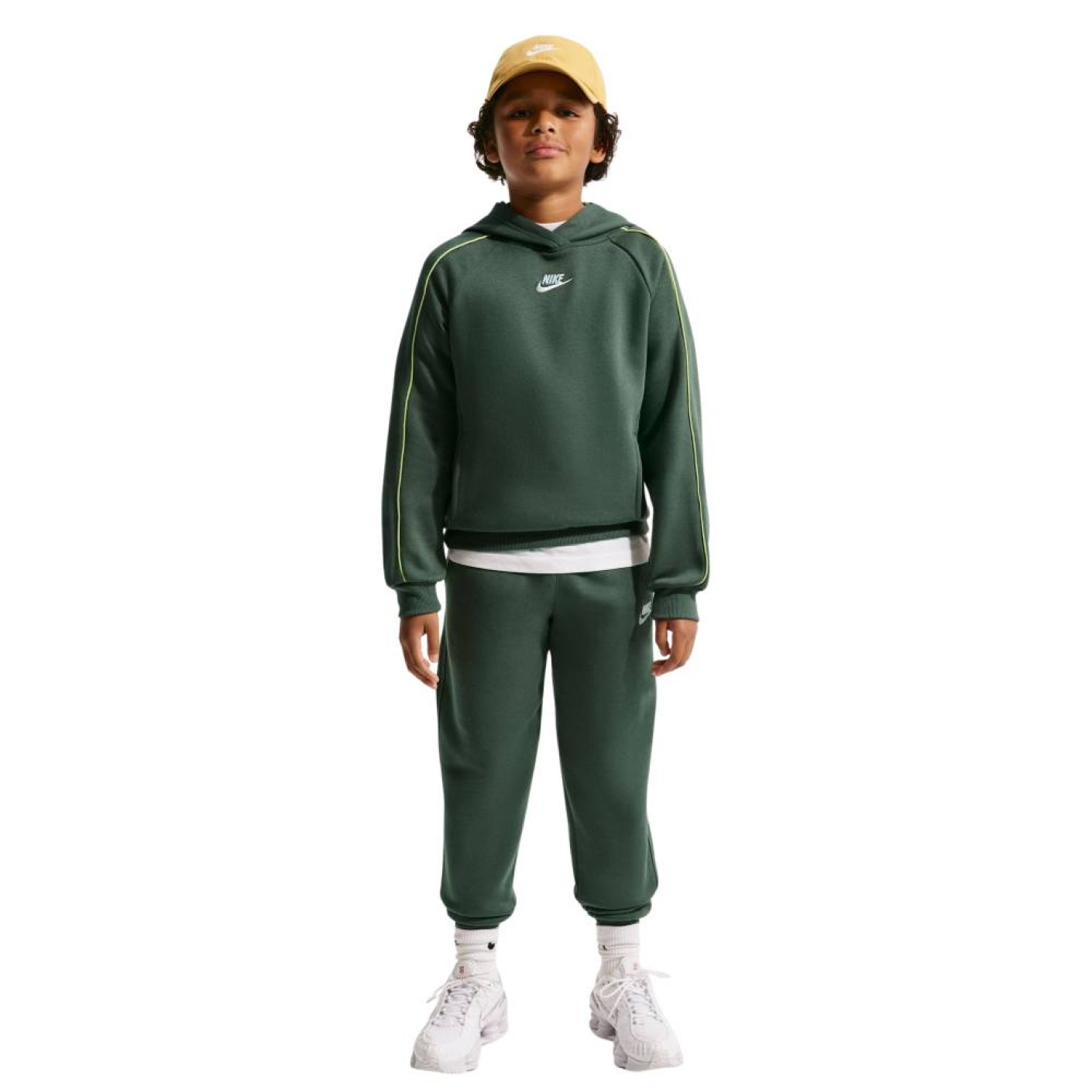 Nike Club Fleece Tracksuit Hooded Kids Camo Green Green White