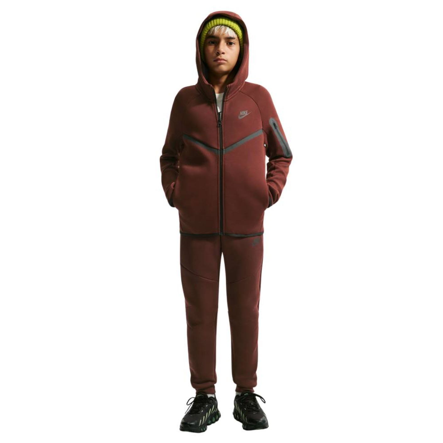Nike Tech Fleece Tracksuit Kids Burgundy Black