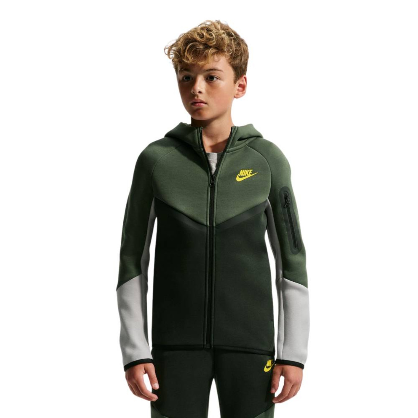Nike Tech Fleece Vest Kids Camogroen Zwart Grijs Lichtoranje