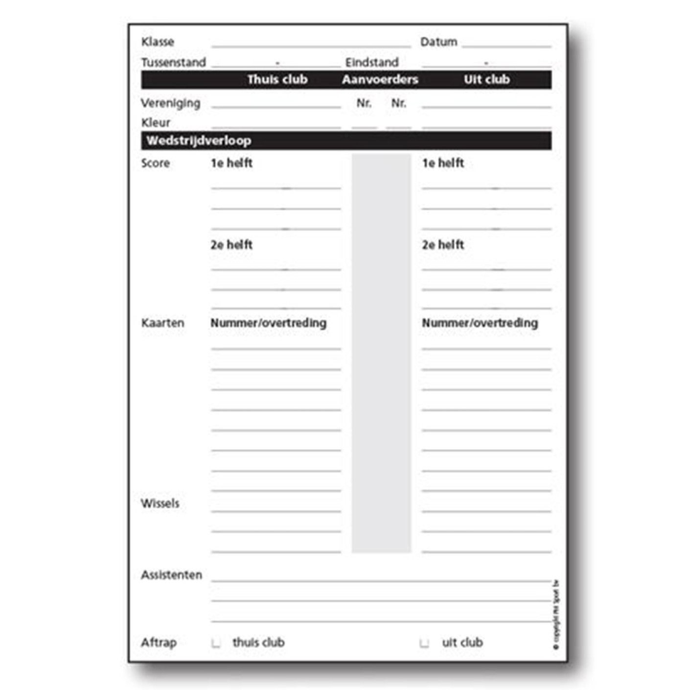 Scheidsrechters Scoreformulier