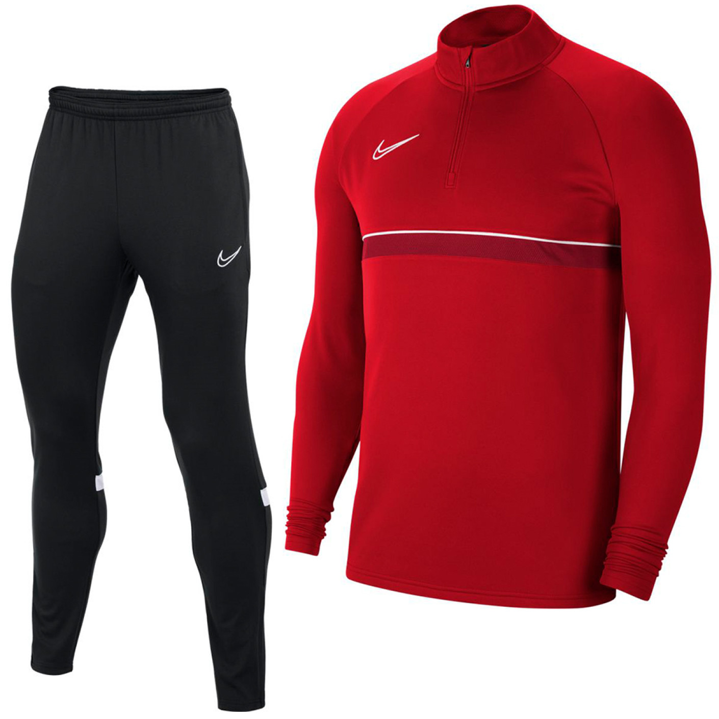 Nike Academy 21 Dri-Fit Trainingspak Rood Zwart Wit