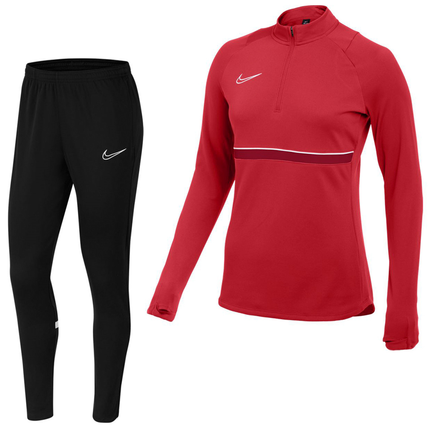 Nike Academy 21 Dri-Fit Trainingspak Dames Rood Zwart