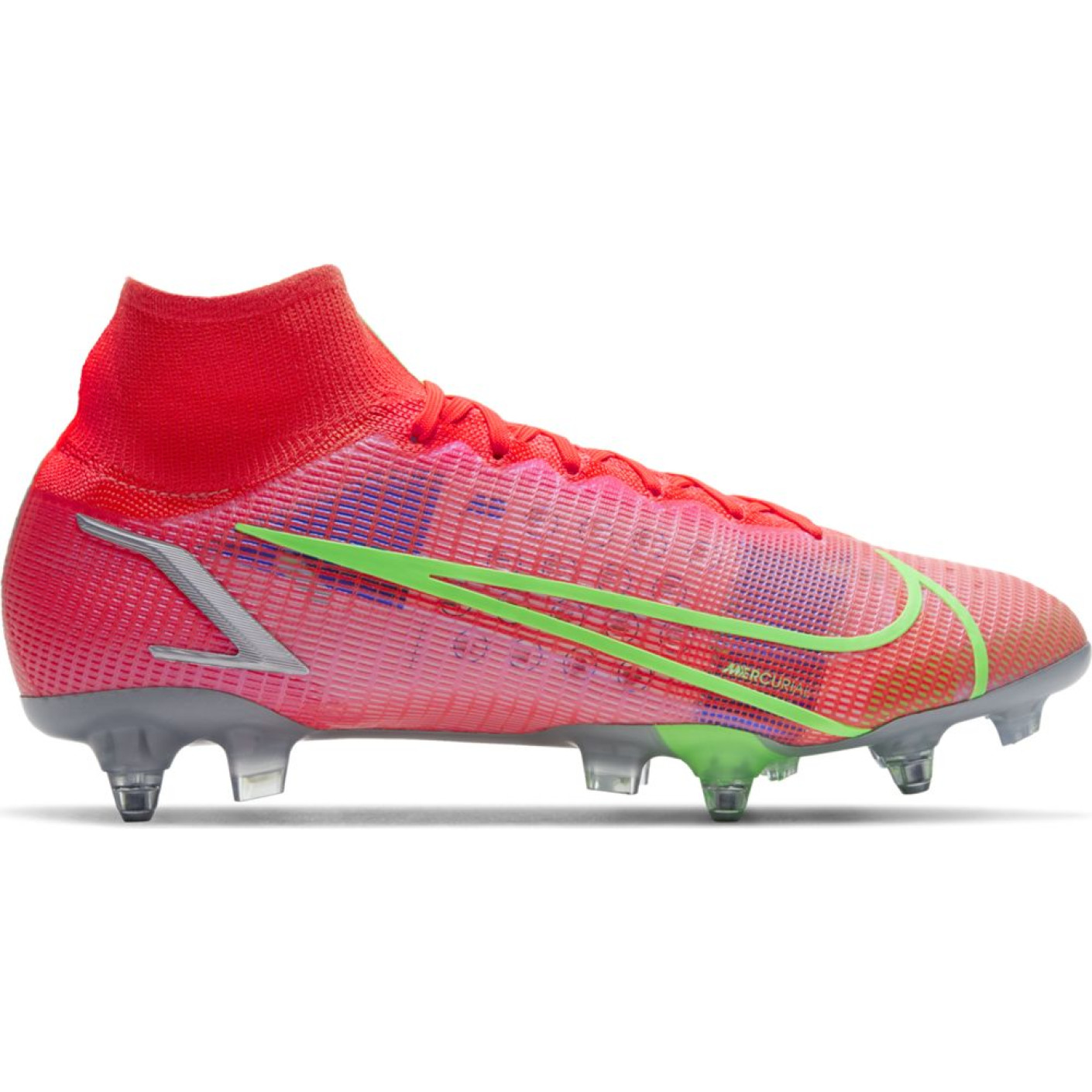 Nike Mercurial Superfly 8 Elite Iron-Nop Football Boots Anti-Clog (SG) Red Silver