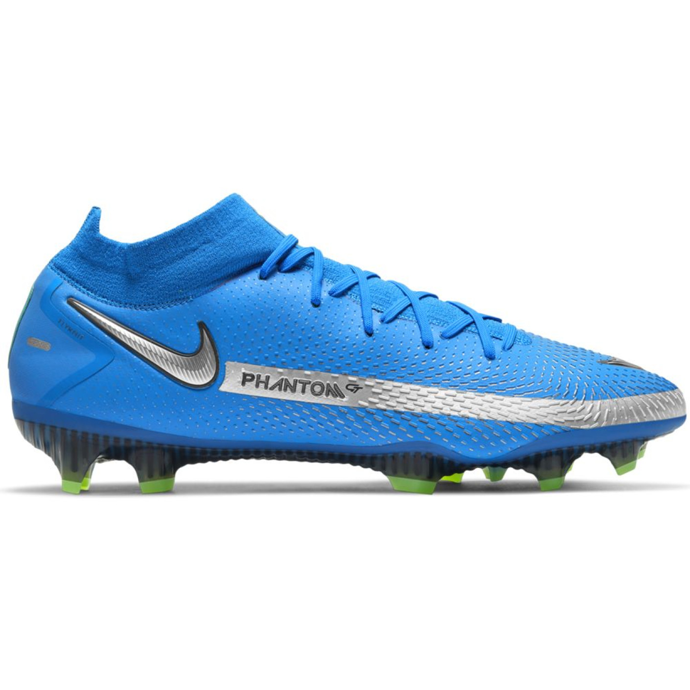 Nike Phantom GT Elite DF Gras Voetbalschoenen (FG) Blauw Zilver Groen