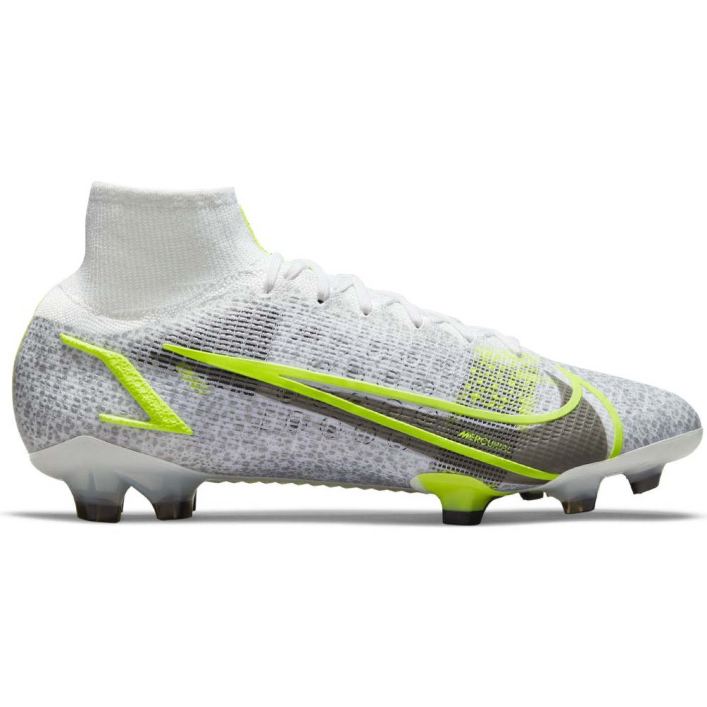 Mercurial Superfly 8 Elite Grass Football (FG) White Black Silver Yellow