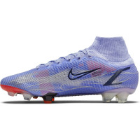 Nike Mercurial Superfly 8 Elite KM Voetbalschoenen Gras (FG) Lichtpaars Zilver