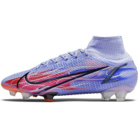 Nike Mercurial Superfly 8 Elite KM Voetbalschoenen Gras (FG) Lichtpaars Zilver