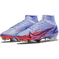 Nike Mercurial Superfly 8 Elite KM Voetbalschoenen Gras (FG) Lichtpaars Zilver