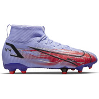 Nike Mercurial Superfly 8 Academy KM Gras / Kunstgras Voetbalschoenen (MG) Kids Zilver Lichtpaars - KNVBshop.nl