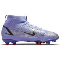 Nike Mercurial Superfly 8 Academy KM Gras / Kunstgras Voetbalschoenen (MG) Kids Zilver Lichtpaars - KNVBshop.nl