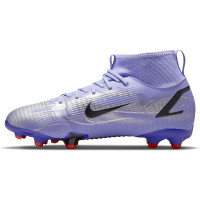 Nike Mercurial Superfly 8 Academy KM Gras / Kunstgras Voetbalschoenen (MG) Kids Zilver Lichtpaars - KNVBshop.nl