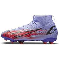 Nike Mercurial Superfly 8 Academy KM Gras / Kunstgras Voetbalschoenen (MG) Kids Zilver Lichtpaars - KNVBshop.nl