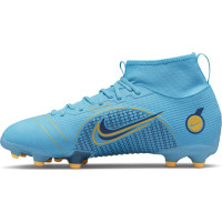 Nike Mercurial Superfly 8 Academy Gras / Kunstgras Voetbalschoenen (MG) Kids Blauw Oranje - KNVBshop.nl