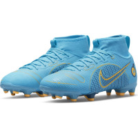 Nike Mercurial Superfly 8 Academy Gras / Kunstgras Voetbalschoenen (MG) Kids Blauw Oranje - KNVBshop.nl