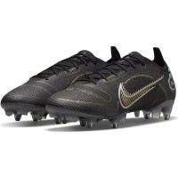 Nike Mercurial Vapor Elite Iron-Nop Football Shoes (SG) Anti-Clog Black Dark Grey Gold