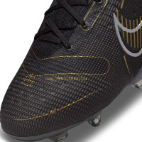 Nike Mercurial Vapor Elite Iron-Nop Football Shoes (SG) Anti-Clog Black Dark Grey Gold