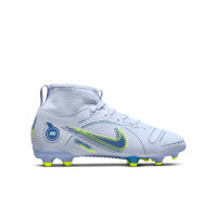 Nike Mercurial Superfly 8 Academy Gras / Kunstgras Voetbalschoenen (MG) Kids Grijs Donkerblauw Geel