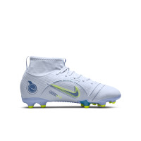 Nike Mercurial Superfly 8 Academy Gras / Kunstgras Voetbalschoenen (MG) Kids Grijs Donkerblauw Geel