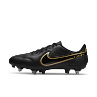 Nike Tiempo Legend 9 Academy Anti-Clog IJzeren-Nop Voetbalschoenen (SG) Zwart Donkergrijs Goud