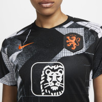 Nike Nederland Pre Match Trainingsshirt 2022-2023 Dames Zwart Wit Oranje