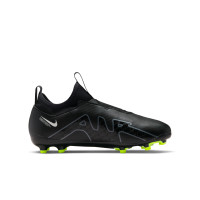 Nike Zoom Mercurial Vapor 15 Academy Laceless Grass/Artificial Grass Football Shoes (MG) Kids Black Grey Neon Yellow