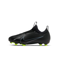 Nike Zoom Mercurial Vapor 15 Academy Laceless Grass/Artificial Grass Football Shoes (MG) Kids Black Grey Neon Yellow