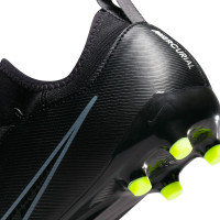 Nike Zoom Mercurial Vapor 15 Academy Laceless Grass/Artificial Grass Football Shoes (MG) Kids Black Grey Neon Yellow
