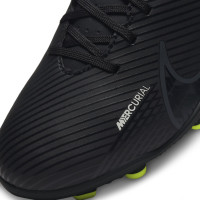 Nike Mercurial Vapor 15 Club Grass/ Artificial Grass Football Shoes (MG) Kids Black Grey Neon Yellow