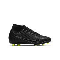 Nike Mercurial Superfly Club 9 Grass/ Artificial Grass Football Shoes (MG) Kids Black Grey White Neon Yellow