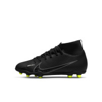 Nike Mercurial Superfly Club 9 Grass/ Artificial Grass Football Shoes (MG) Kids Black Grey White Neon Yellow