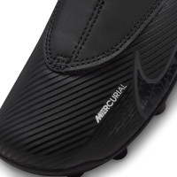 Nike Mercurial Vapor 15 Club Velcro Gras / Kunstgras Voetbalschoenen (MG) Kids Zwart Grijs