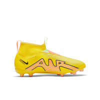 Nike Zoom Mercurial Superfly 9 Academy Velcro Grass/ Artificial Grass Football Shoes (MG) Kids Yellow Black Pink