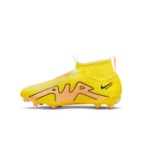 Nike Zoom Mercurial Superfly 9 Academy Velcro Grass/ Artificial Grass Football Shoes (MG) Kids Yellow Black Pink